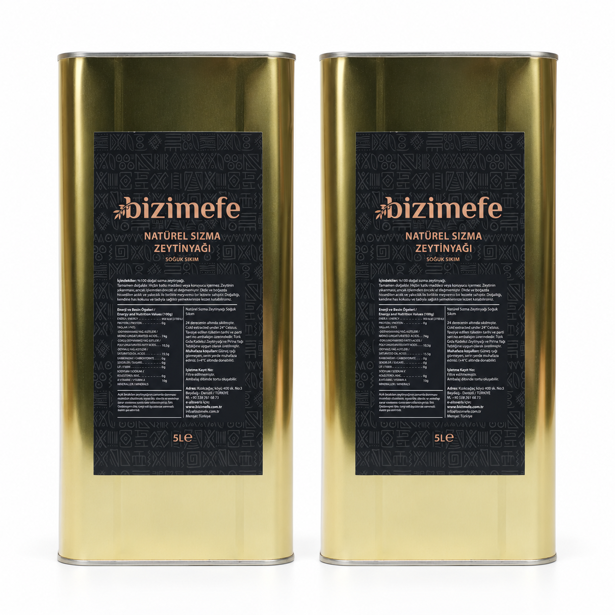 Bizimefe İkili 5 Litre Erken Hasat Soğuk Sıkım Sızma Zeytinyağı – 10 Litre Avantaj Paketi